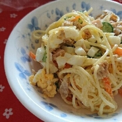 サラダスパゲッティにめんつゆを入れると美味しくなるんですね(*^▽^)♪素敵なレシピをありがとうございました！